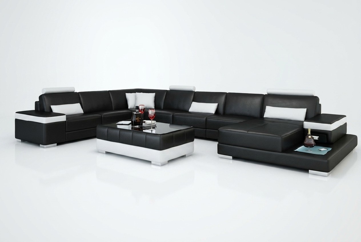 Wohnlandschaft Couch Polster Eck Garnitur Designer Ledersofa Big Sofa mit USB