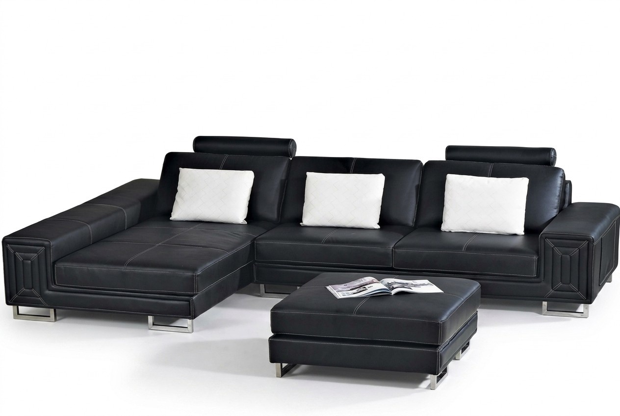 Wohnlandschaft Designer Sofa Couch Polster Leder Sofas Eck Ecke Sitz LForm Genov