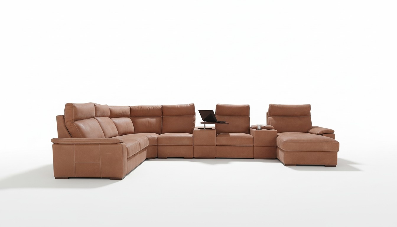 Wohnlandschaft Ecksofa Ablage Kühlfach Bettfunktion Schlaf Sofa Couchen