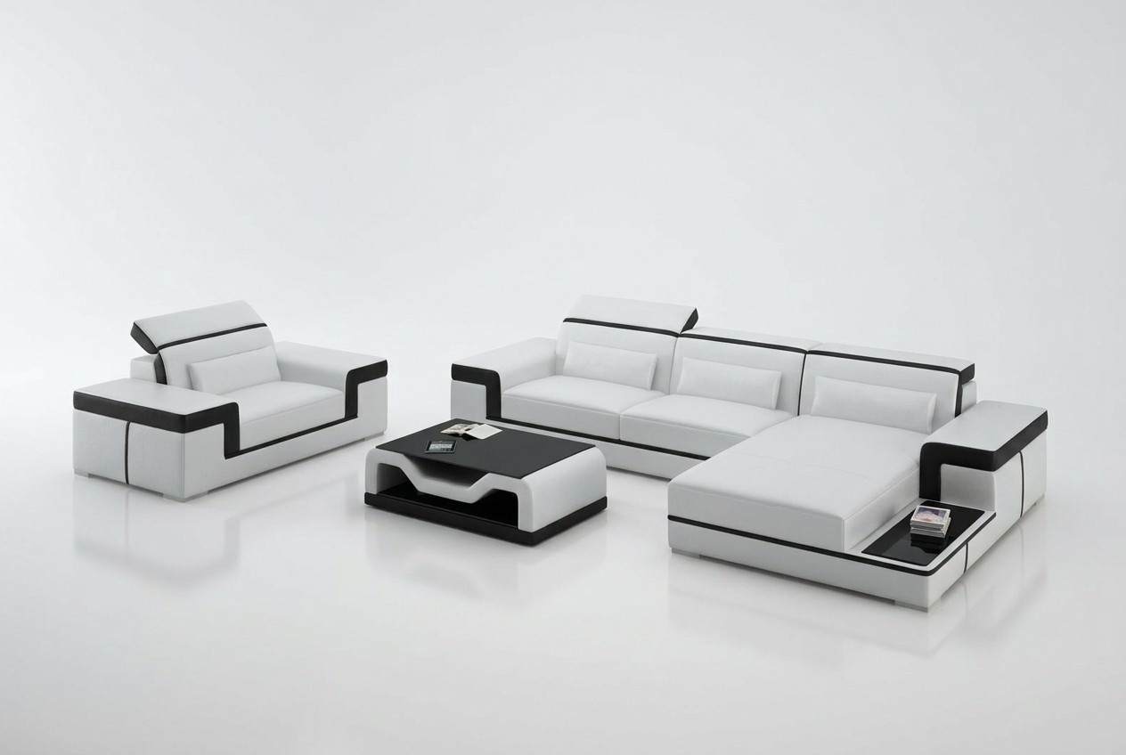 Wohnlandschaft Ecksofa L-Form Sessel Set Garnitur Modern Sofa Leder