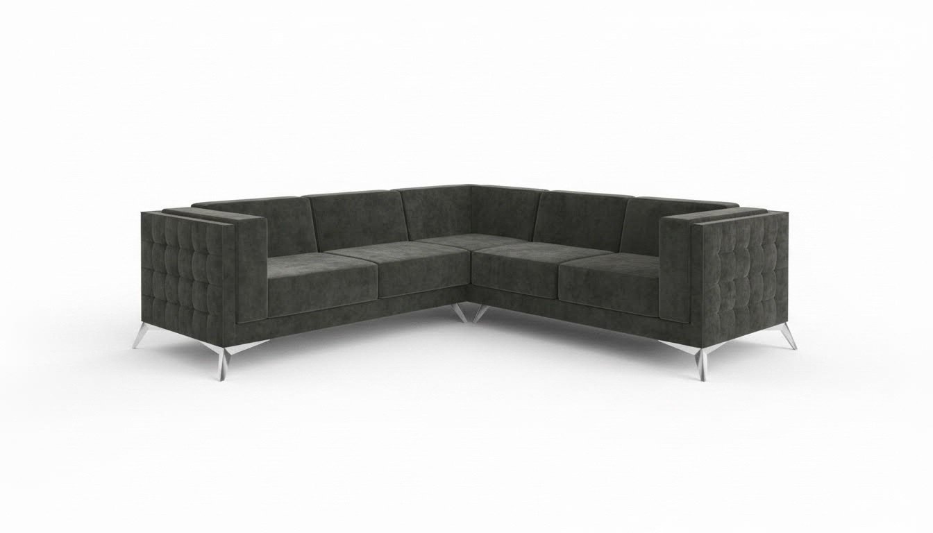 Wohnlandschaft Ecksofa L-Form Sofa Couch Deko Design Couch Textil Modern
