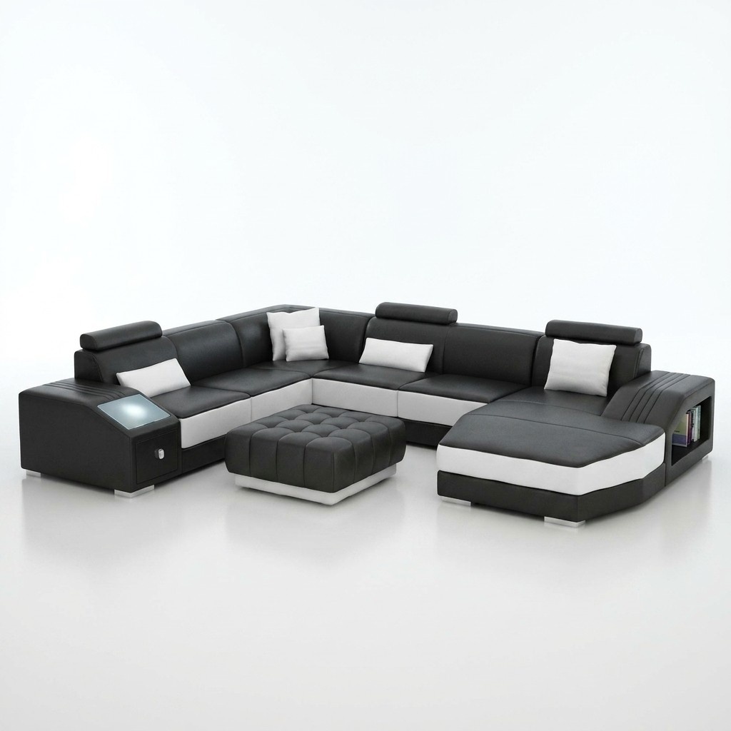 Wohnlandschaft Ecksofa Ledersofa Sofa Couch Polster Sitz Eck Garnitur Neu 2724A