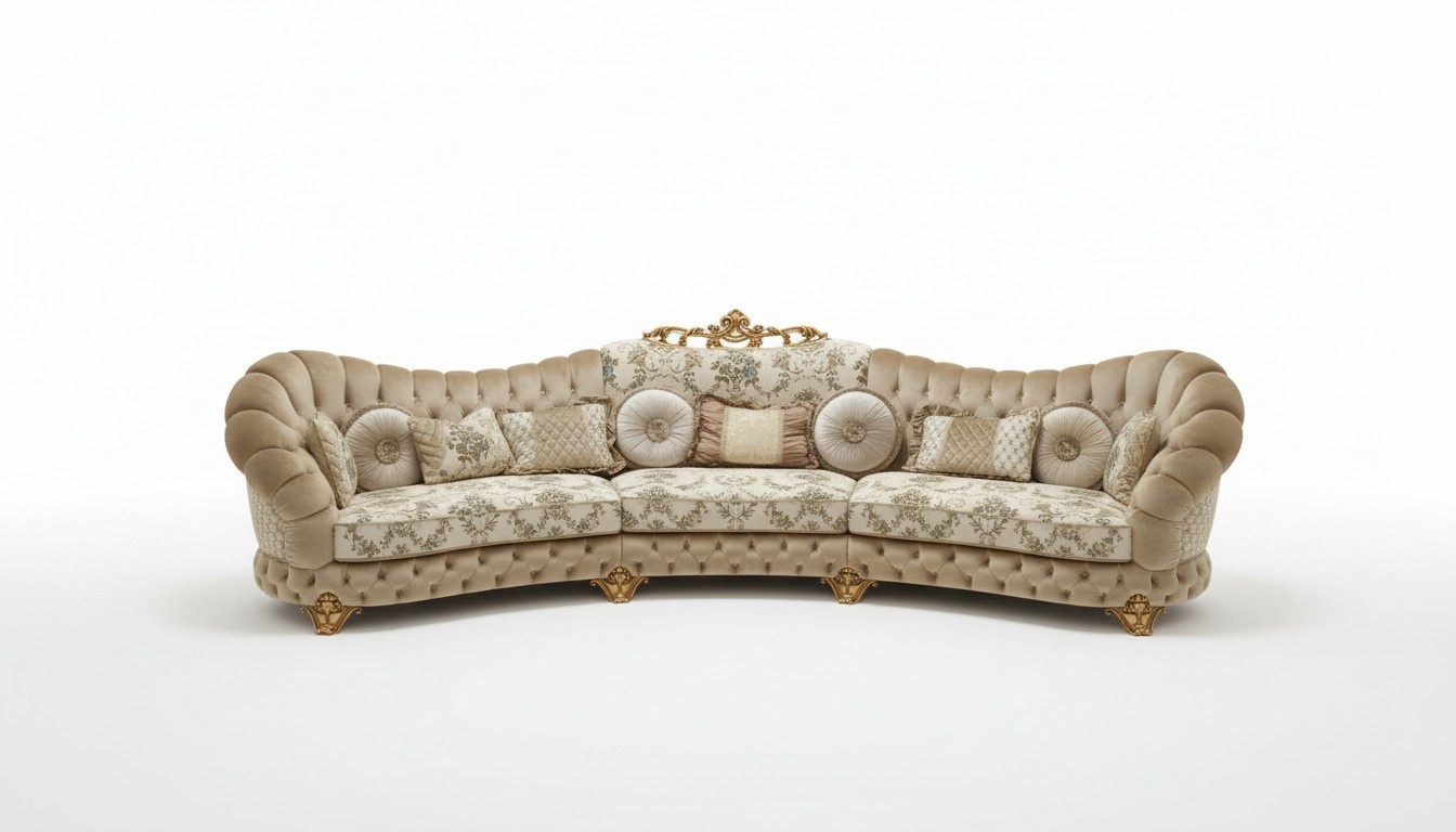Wohnlandschaft Ecksofa Rund Couch Sitz Polster Sofa Luxus Möbel Sofas Italien