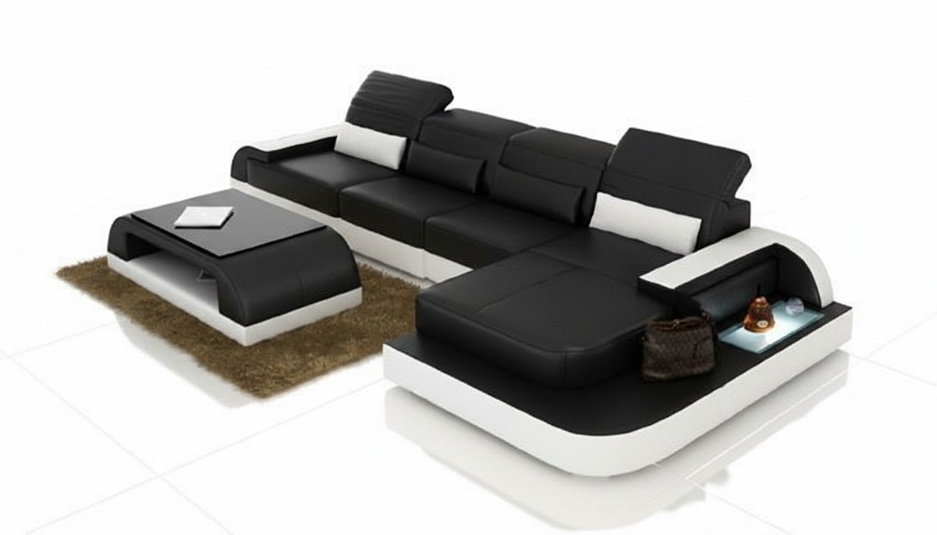 Wohnlandschaft Ecksofa Sofa mit USB Ecksofa Polster Eck Garnitur Leder Couchen