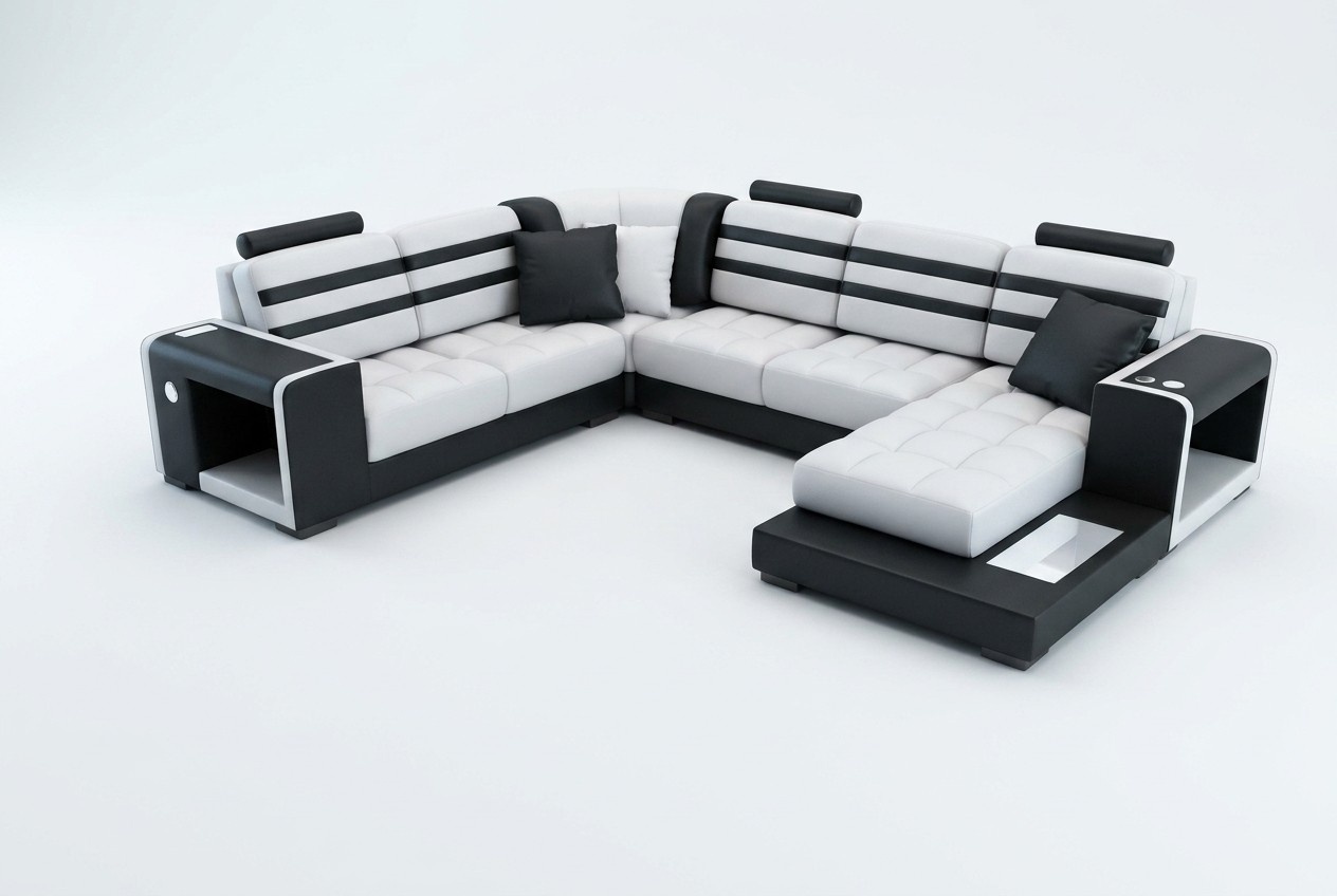 Wohnlandschaft Ecksofa U-Form Sofa Couch Design Couch Textil Modern Polster Neu
