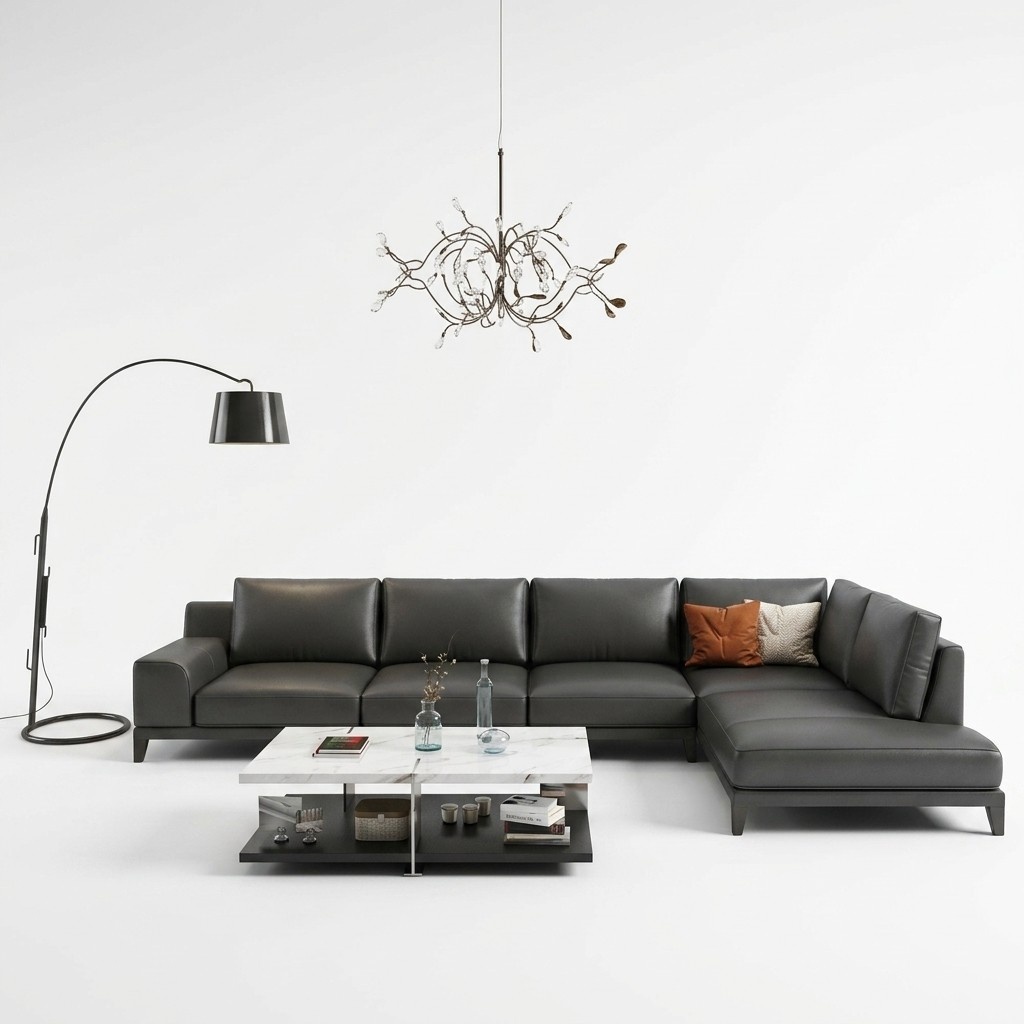 Wohnlandschaft L-Form Ecksofa Couch Leder Design Polster Garnitur Sofa