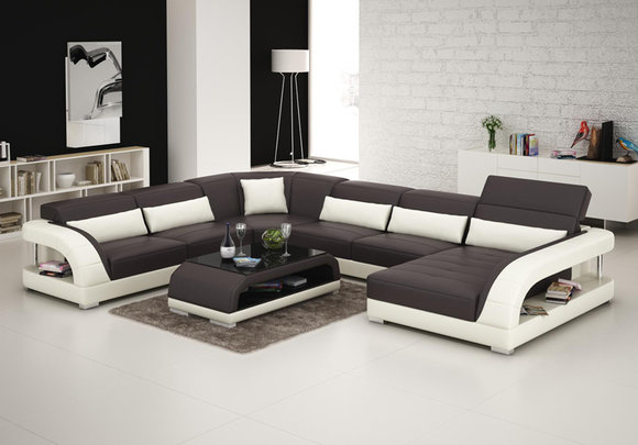 Ledersofa Couch Wohnlandschaft Ecksofa Modern Dekor Eck Design Garnitur