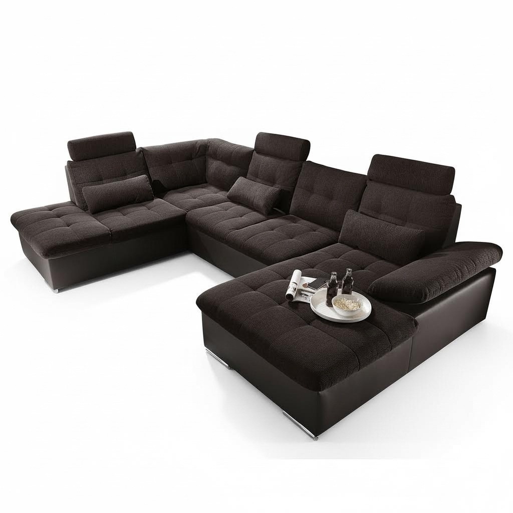 Wohnlandschaft Multifunktion Couch Ecksofa U Form Bettfunktion Schlaf