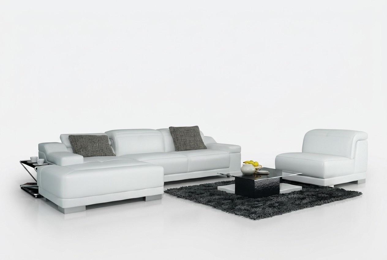 Wohnlandschaft Polster Ecke Eck Sofa mit USB,Garnitur Landschaft Leder Neu/2711B