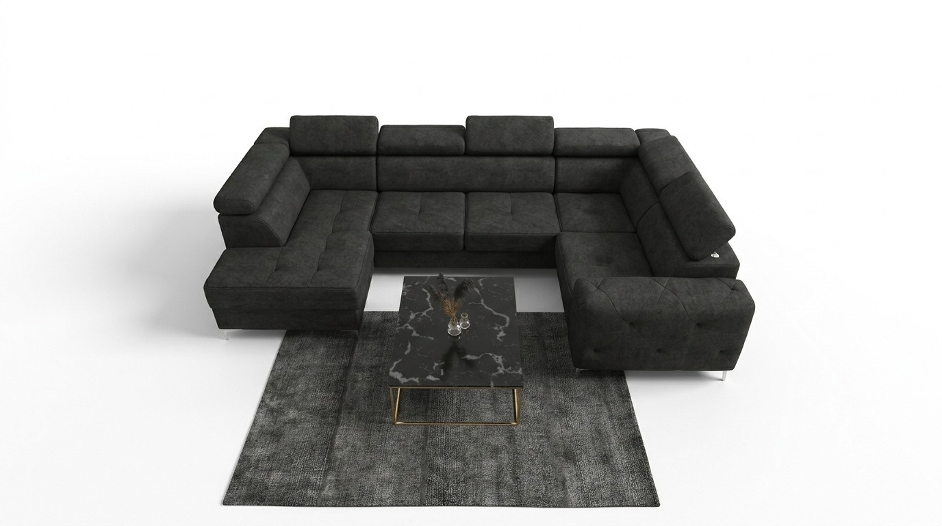 Wohnlandschaft Sofa Couch Polster Ecke Textil Kunstleder Edle Ecksofa U-Form
