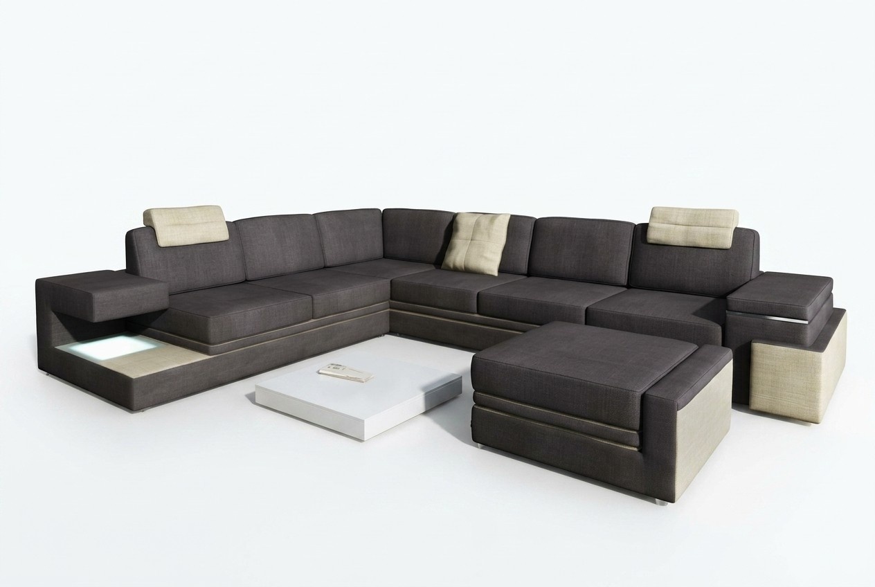 Wohnlandschaft XXL Ecksofa mit USB Polster Sitz Garnitur Sofas Couchen Textil