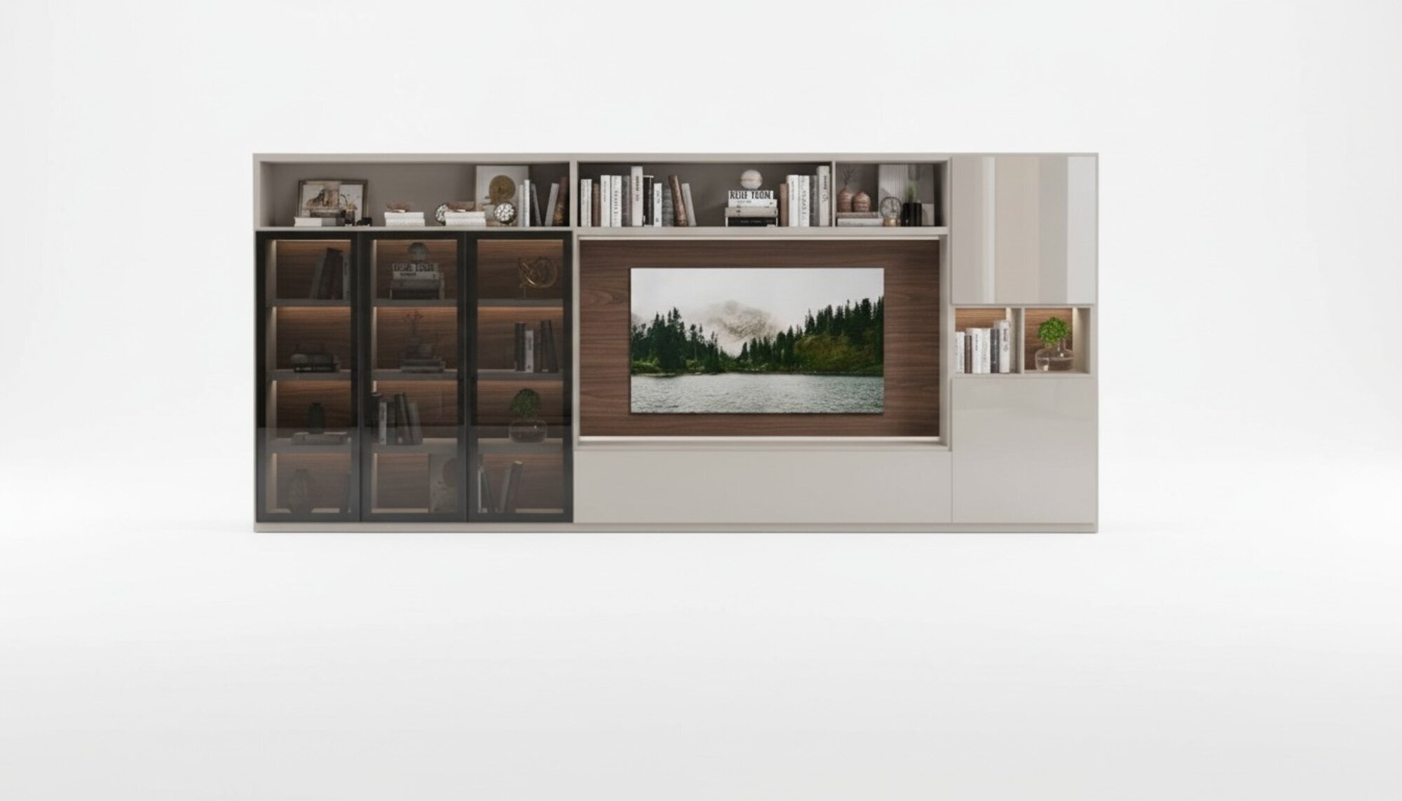 Wohnwand Moderne weiße Wohnzimmermöbel Luxuriöse Holzmöbel Einrichtung