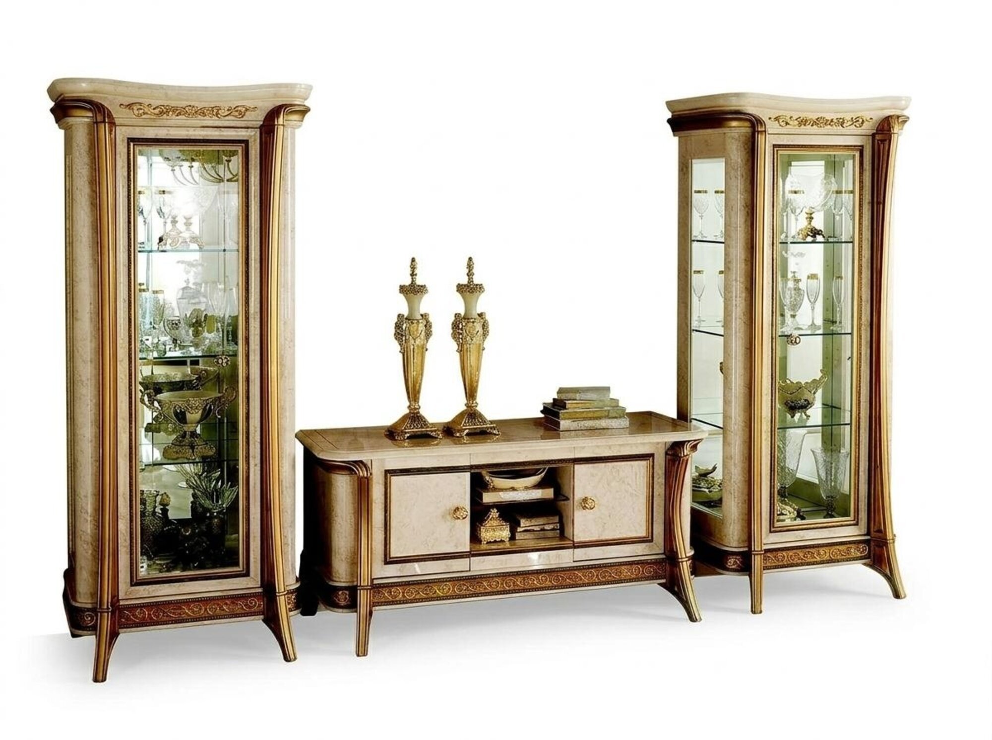 Wohnwand Vitrine Kommode Schrank sideboard Barock Rokoko jugendstil