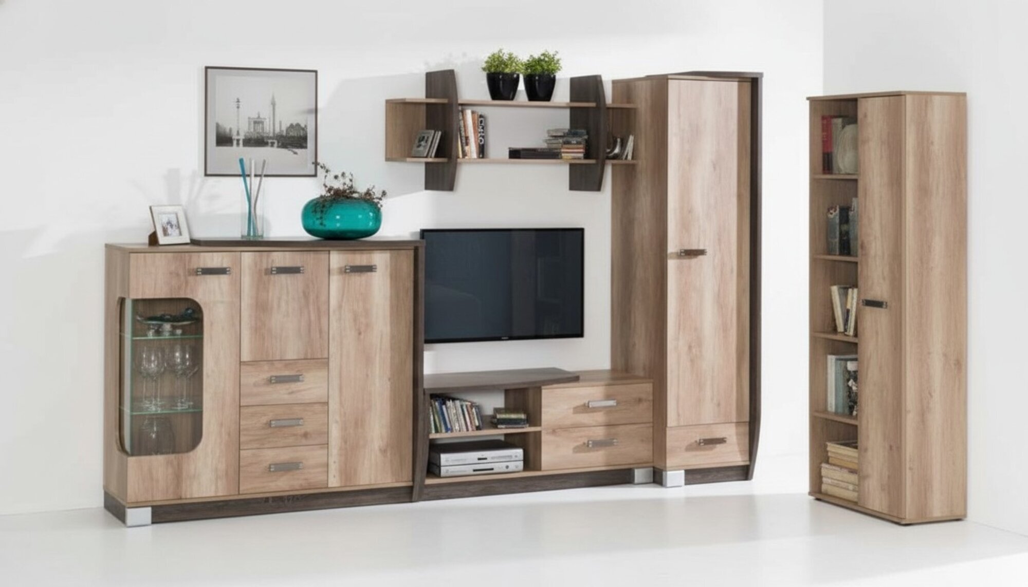 Wohnwand Wohnwände Set Kommode Schrank TV Ständer Regal
