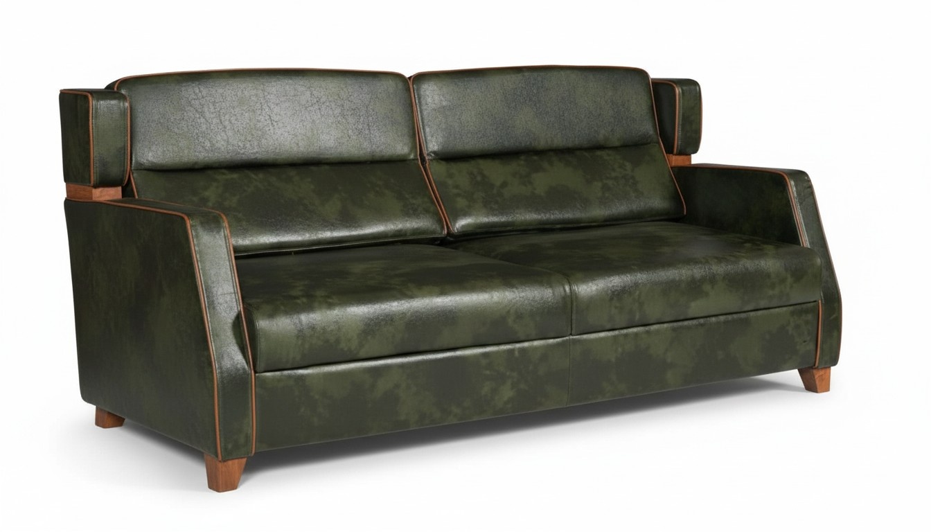 Wohnzimmer 2-Sitzer Sofa Leder Luxus Holz Modernes Design Zweisitzer