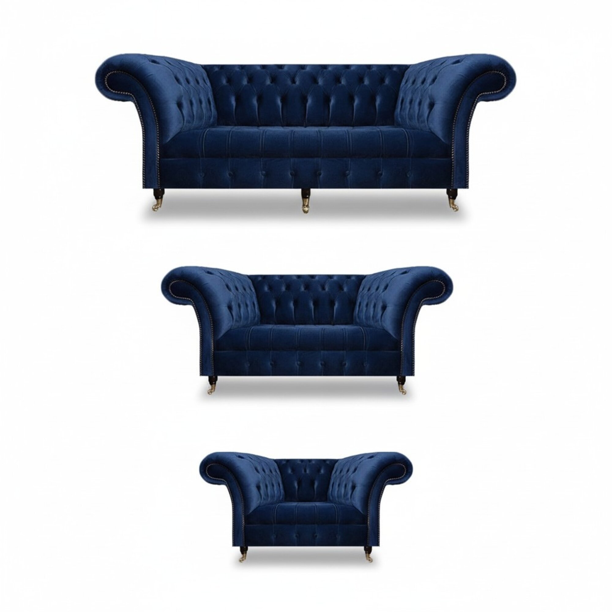 Wohnzimmer 3tlg Luxus Komplett Sofas Chesterfield Textil Einrichtung Sessel