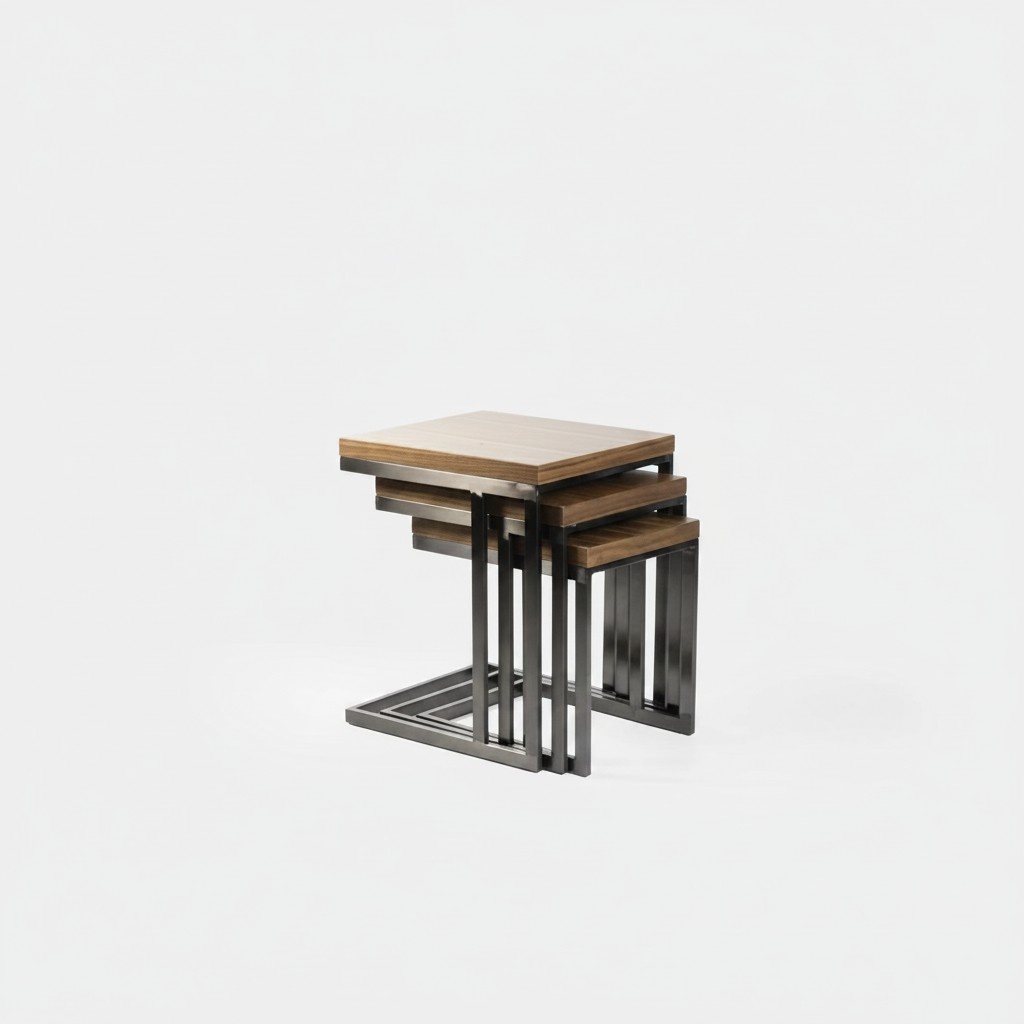 Wohnzimmer 3x Beisteltisch Luxus Holz Tisch Edelstahl Design Möbel Einrichtung