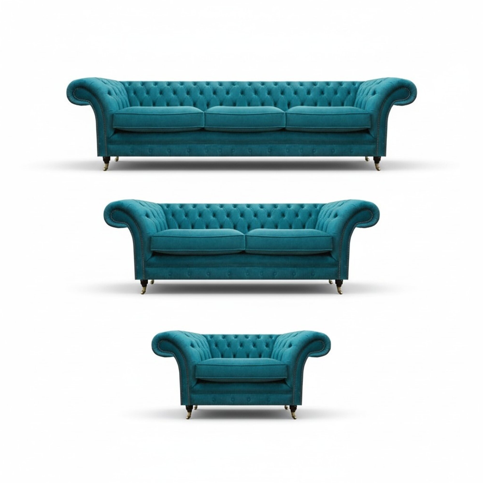 Wohnzimmer Blau Sofagarnitur 3tlg Chesterfield Luxuriöse Modern Möbel