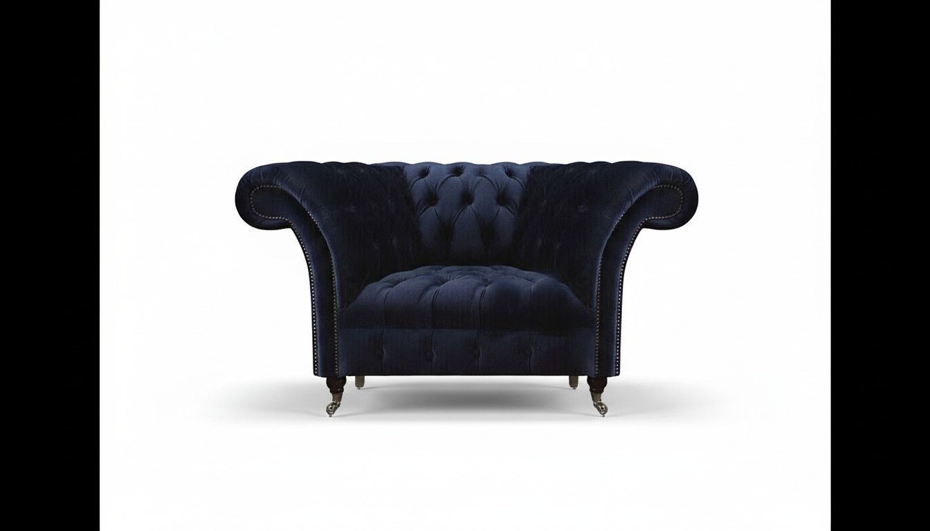 Wohnzimmer Blauer Chesterfield Sessel Designer Polstersitzer Lehnsessel
