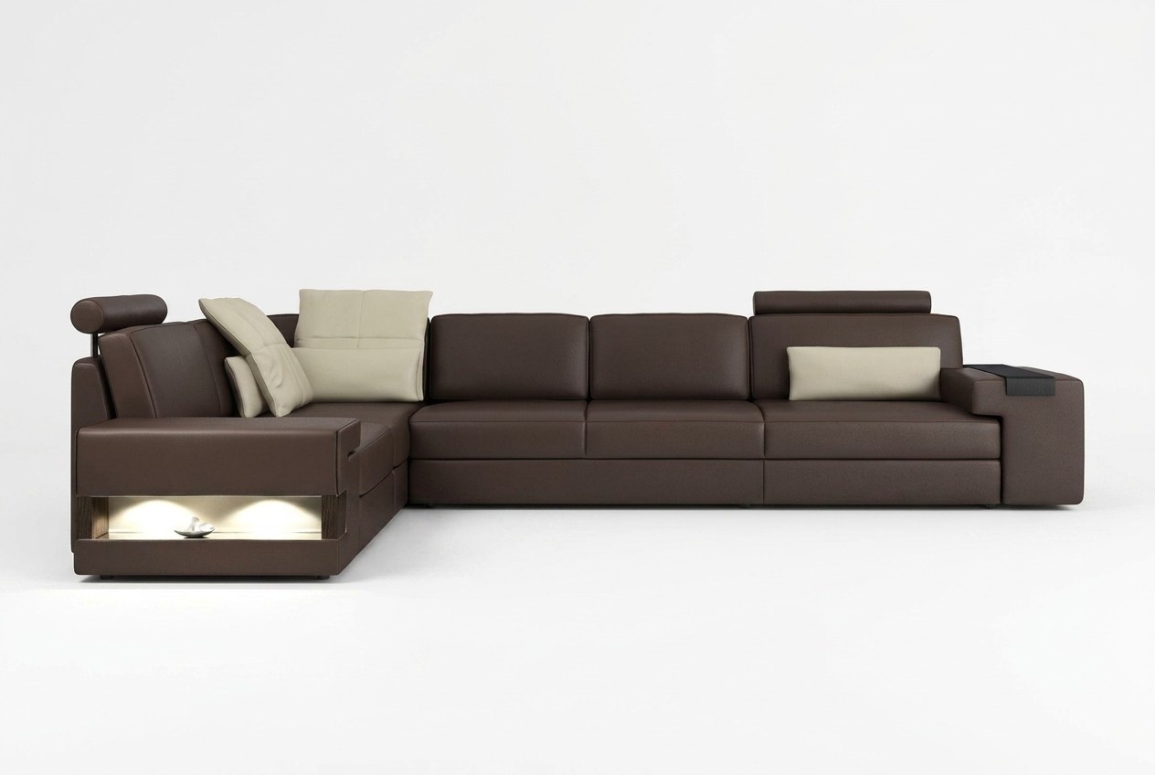 Wohnzimmer Braun Möbel Textil Sofas Ecksofa L Form Couch Polstermöbel