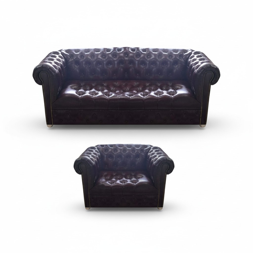 Wohnzimmer Chesterfield Braun Sofa Dreisitze Couch Luxus Sessel Neu