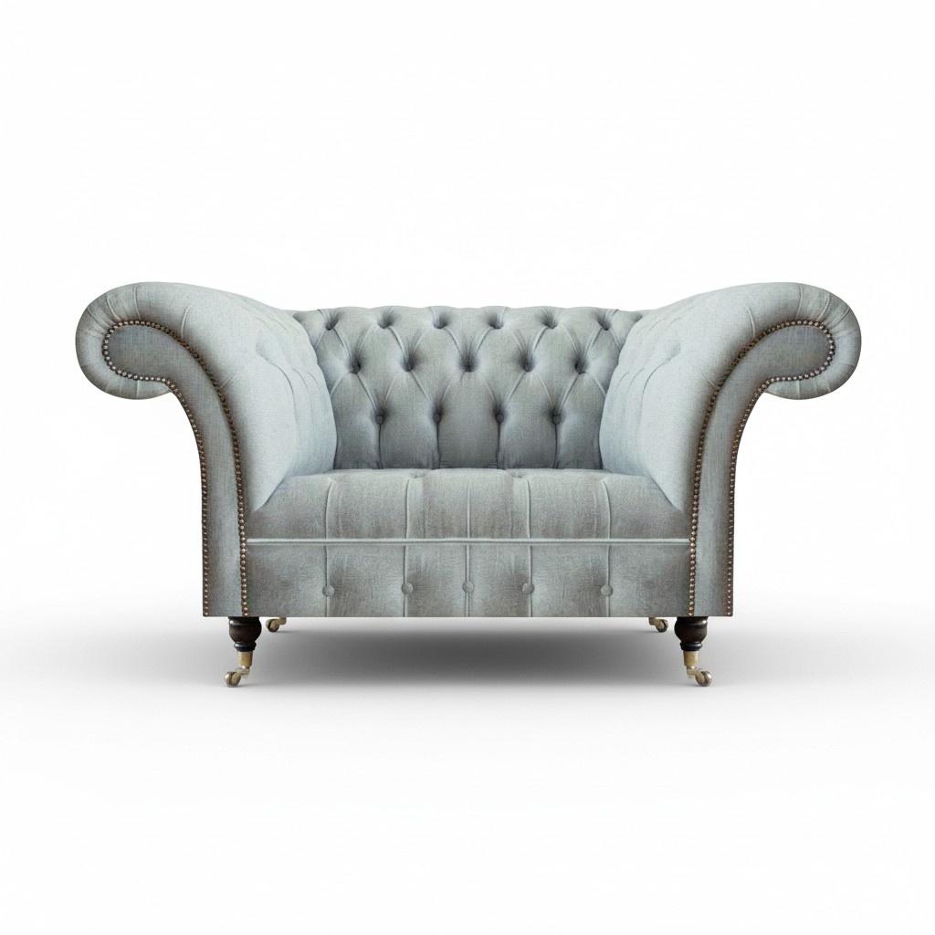 Wohnzimmer Chesterfield Hellgrauer Zweisitzer Designer Polster Möbel