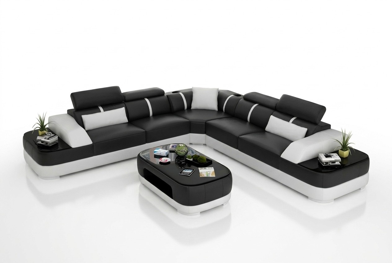 Wohnzimmer Eckcouch Design Ecksofa Möbel Moderne Lederpolster Couch
