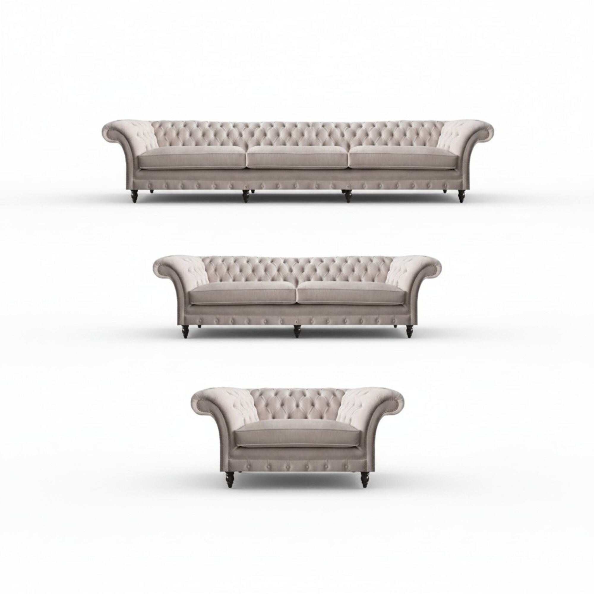 Wohnzimmer Einrichtung 2x Sofas Luxus Polstermöbel Sessel Chesterfield