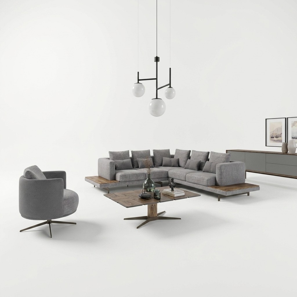 Wohnzimmer Garnitur 2tlg Textil Sofa Couch L-Form Neu Couchtisch Luxus