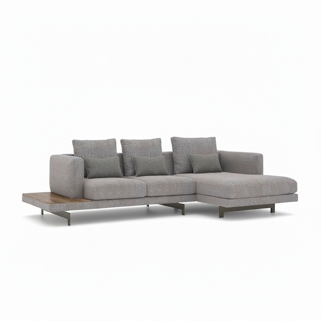 Wohnzimmer Garnitur Ecksofa L-Form Grau Sofa Couch Designer Polstermöbel