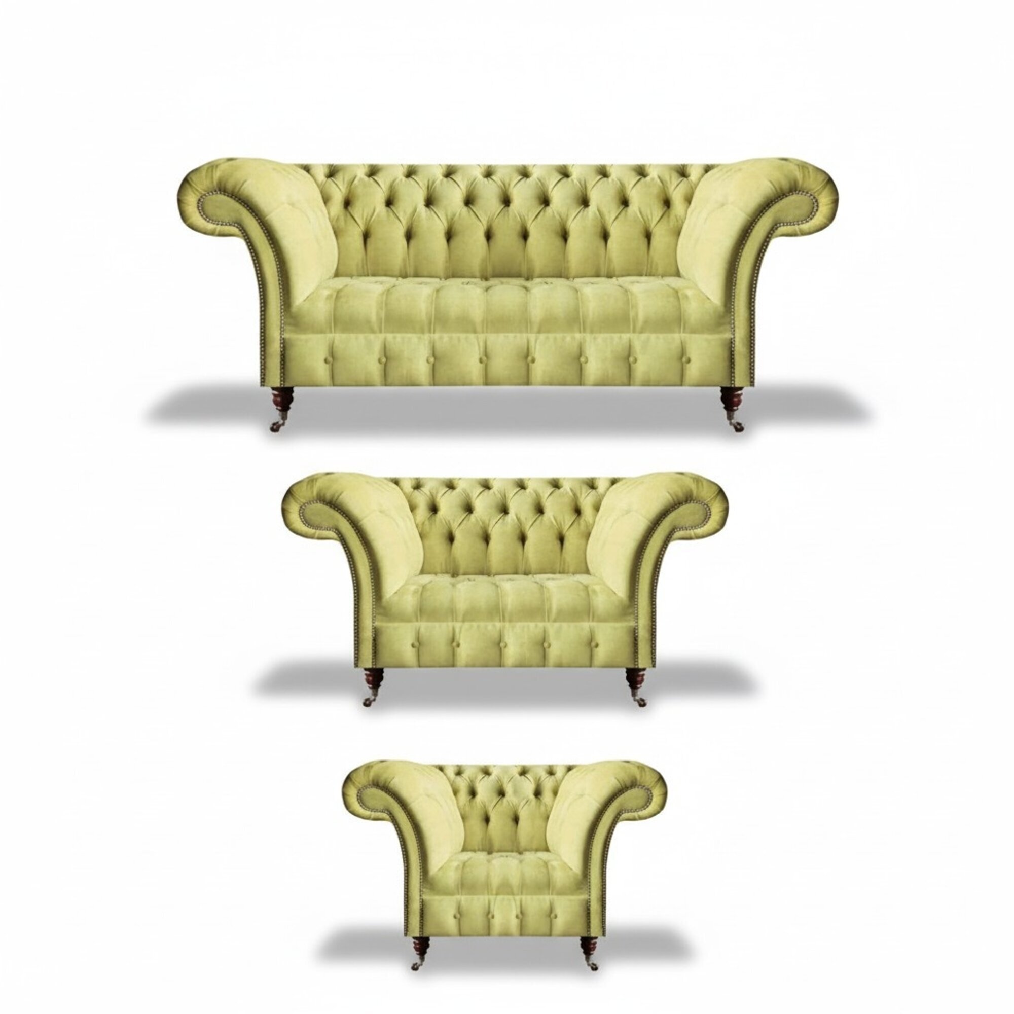 Wohnzimmer Gelb Luxus Garnitur Sitzmöbel Polster Stoff Neu Chesterfield