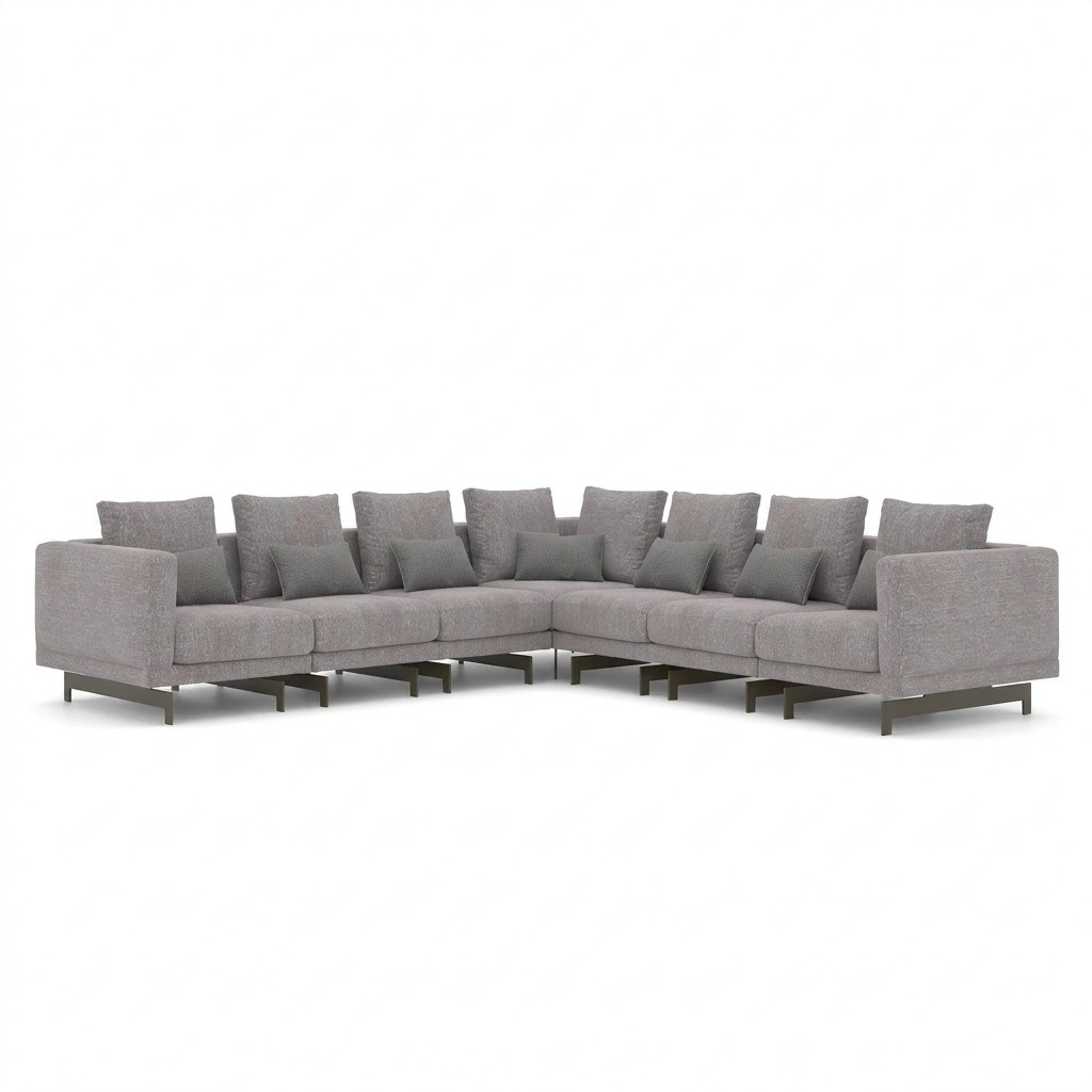 Wohnzimmer Grau Ecksofa L-Form Designer Couch Textil Möbel Polstersofa Neu