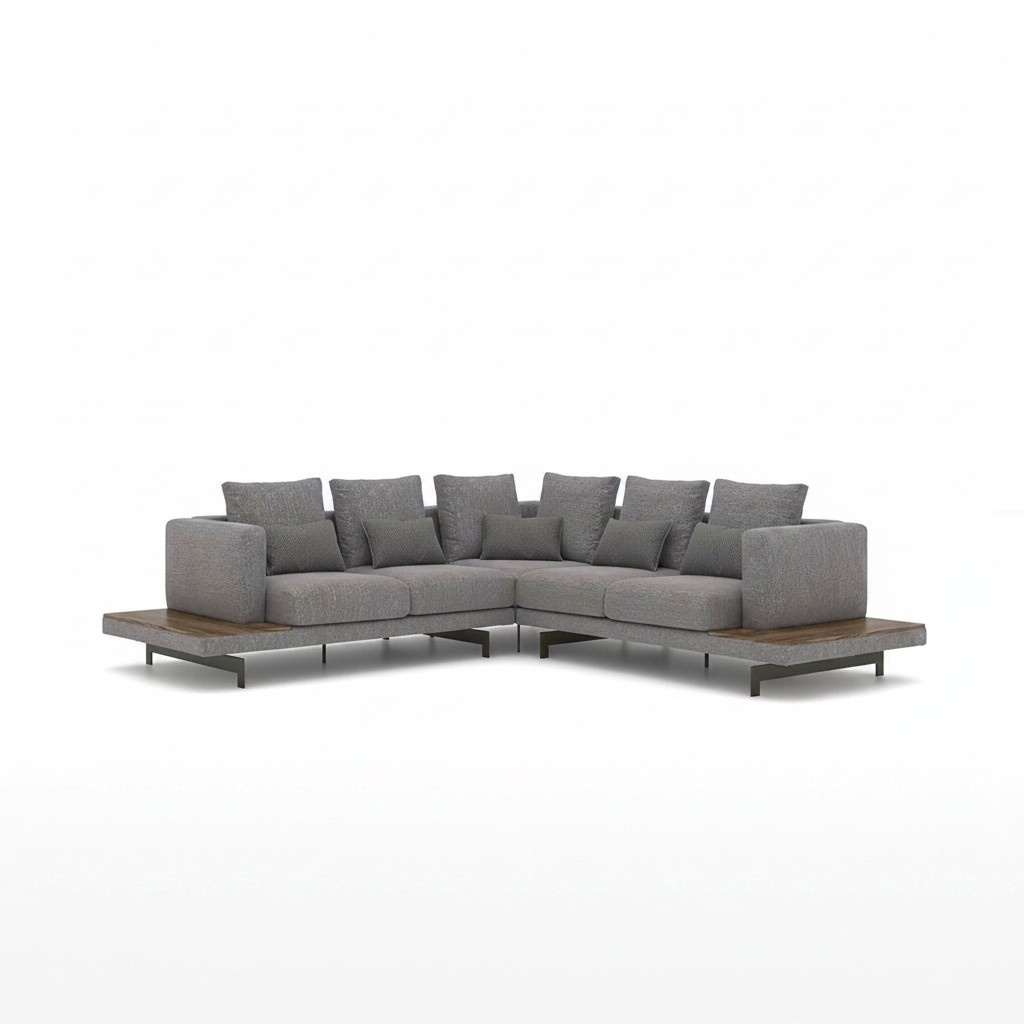 Wohnzimmer Grau Textil Sofa Couch L-Form Designer Luxus Polstersofa