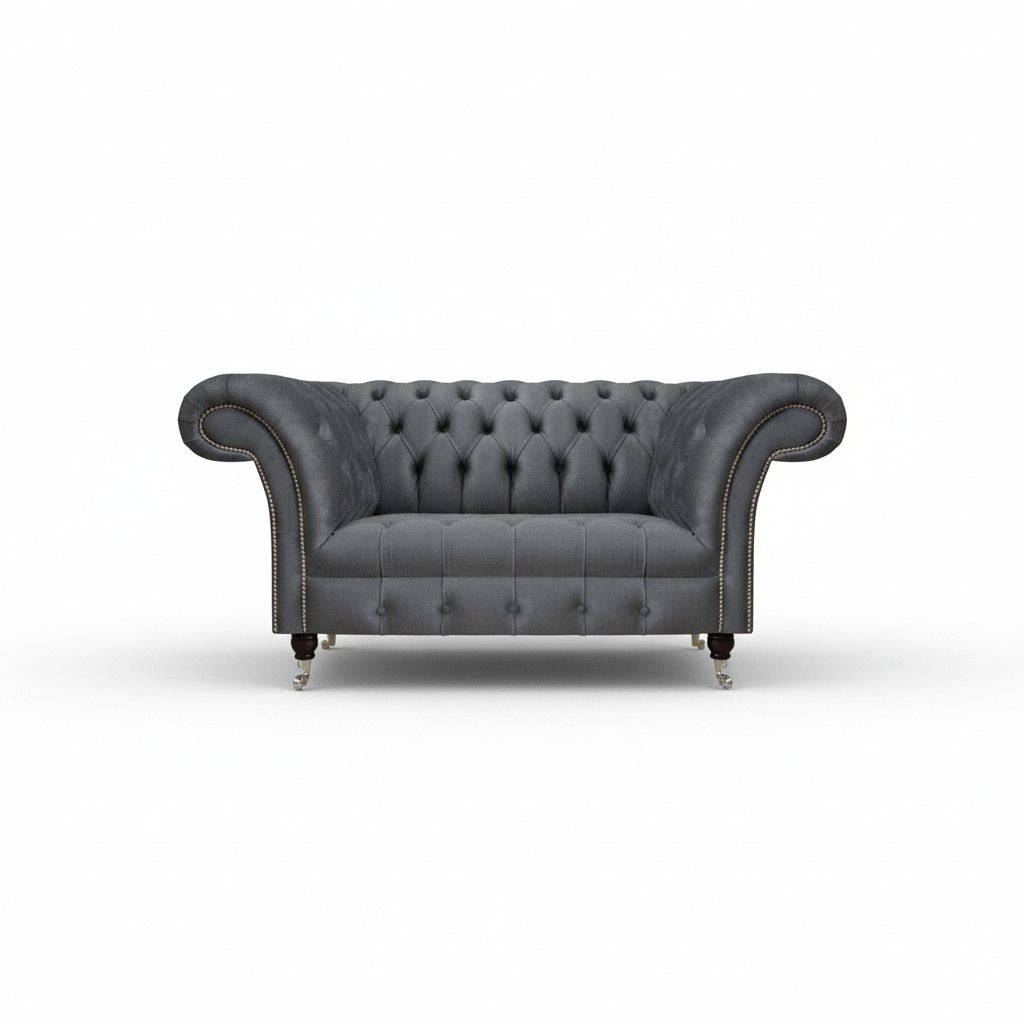 Wohnzimmer Grauer Chesterfield 2-Sitzer Designer Polstermöbel Zweisitzer