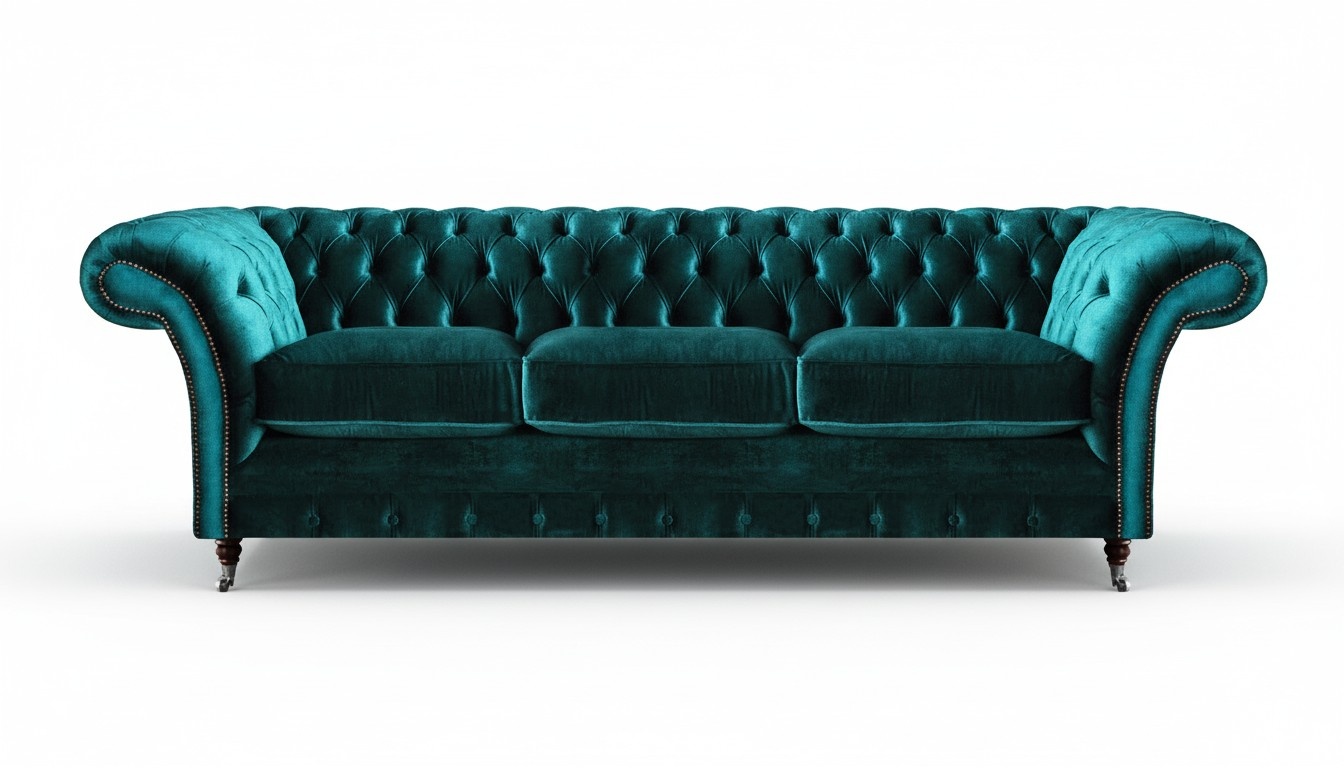 Wohnzimmer Grün Dreisitzer Sofa Couch Textil Möbel Polstersitz Möbel