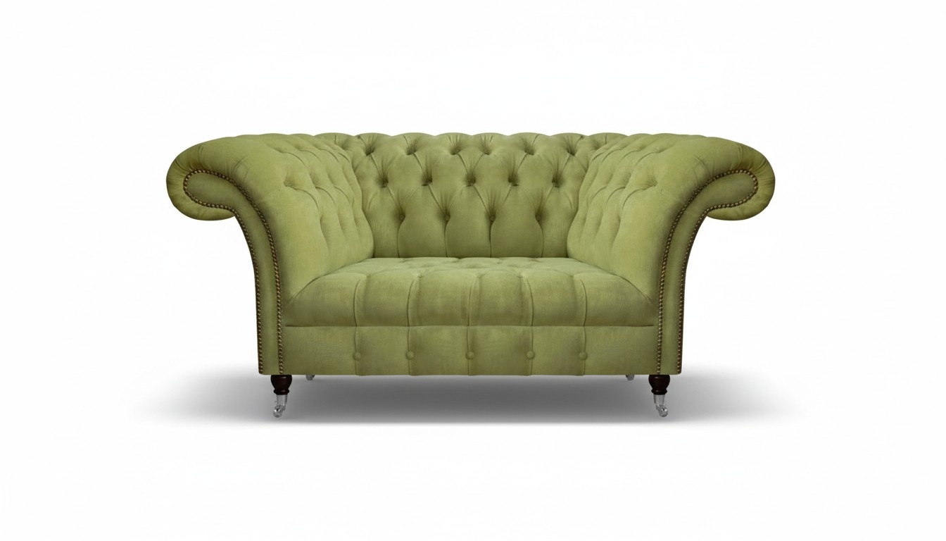 Wohnzimmer Grüner Chesterfield Zweisitzer Polstersofas Designer Möbel