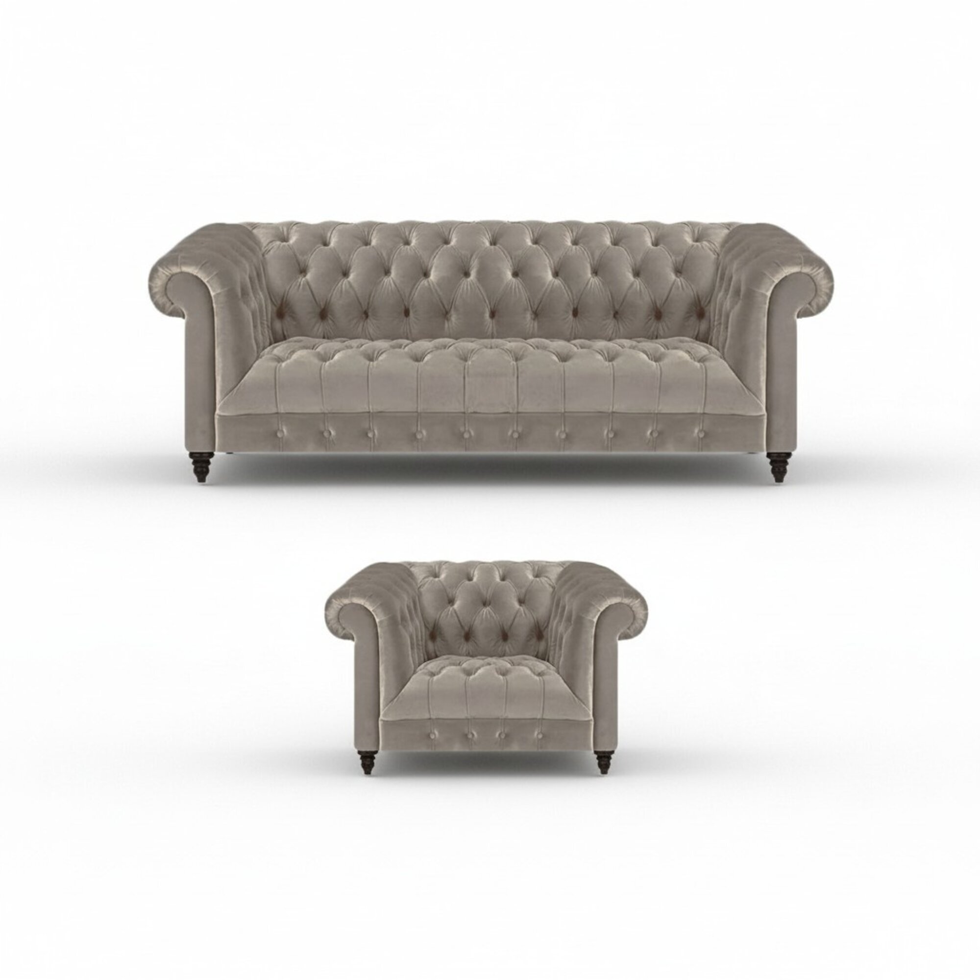 Wohnzimmer Luxus Set 2tlg Grau Einrichtung Polstermöbel Chesterfield Neu