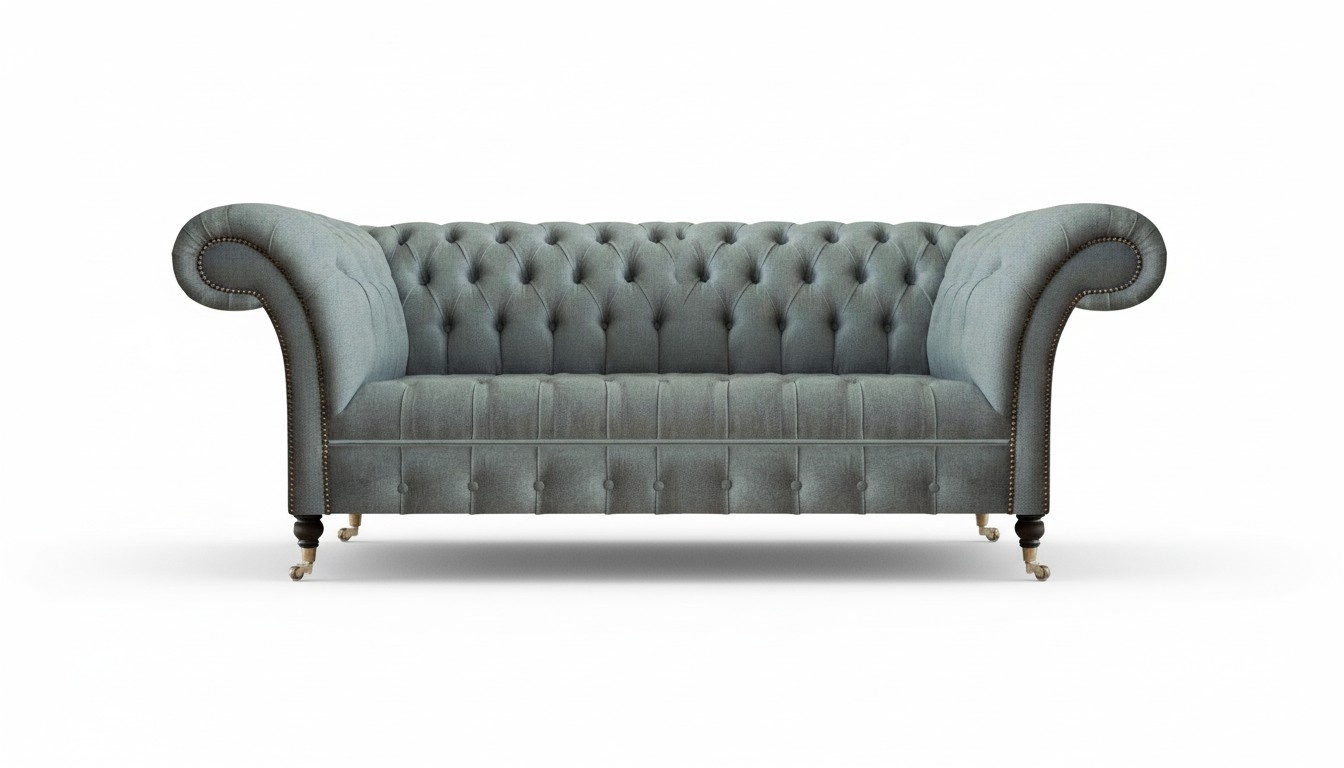Wohnzimmer Luxus Sofa Einrichtung Chesterfield Grau Textil Dreisitze Couch