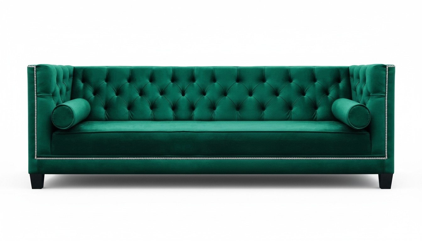 Wohnzimmer Luxus Viersitzer Sofa Couch Modern Grün Chesterfield Polstermöbel