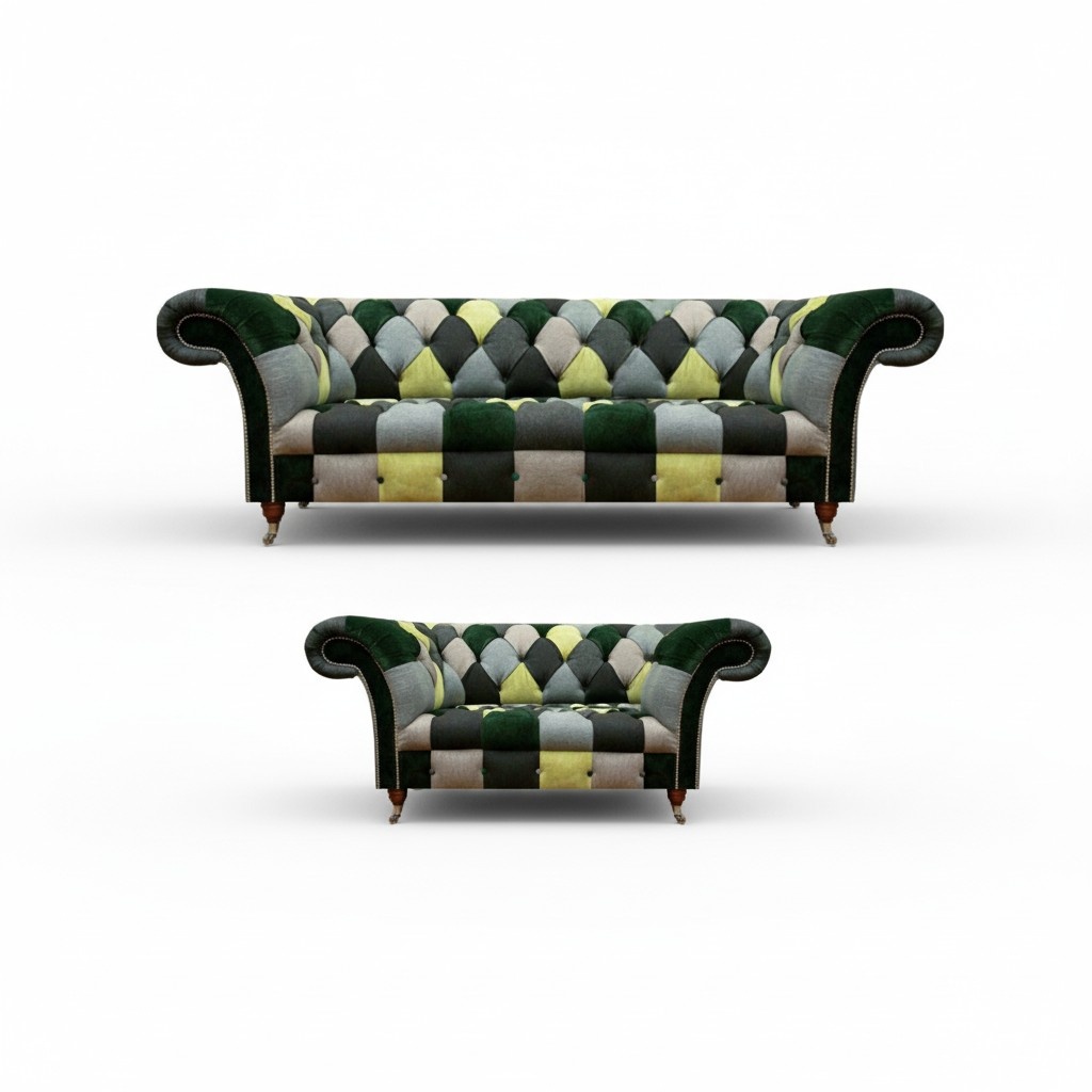 Wohnzimmer Mehrfarbig Sofa Komplett 2x Sofas Neu Modern Einrichtung Chesterfield