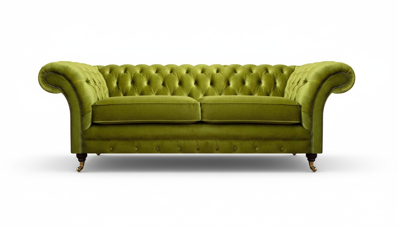 Wohnzimmer Olivengrüner Chesterfield Zweisitzer Polstersofas Edle Couch