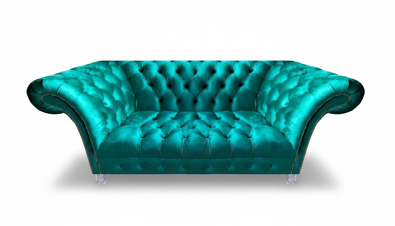 Wohnzimmer Polster Möbel Chesterfield Sofa Couch Zweisitzer Blau Neu Einrichtung