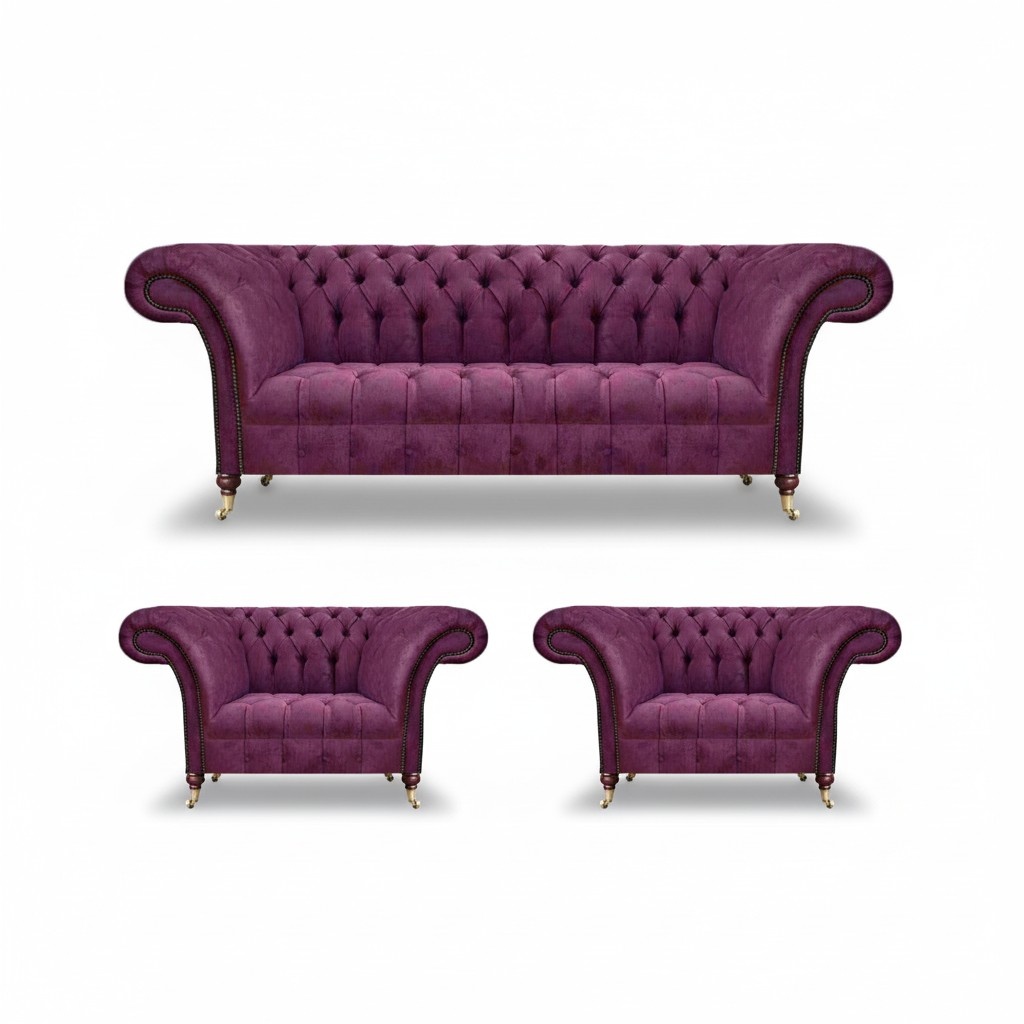 Wohnzimmer Polstermöbel Sofagarnitur 3tlg Textil Möbel Couchen Chesterfield