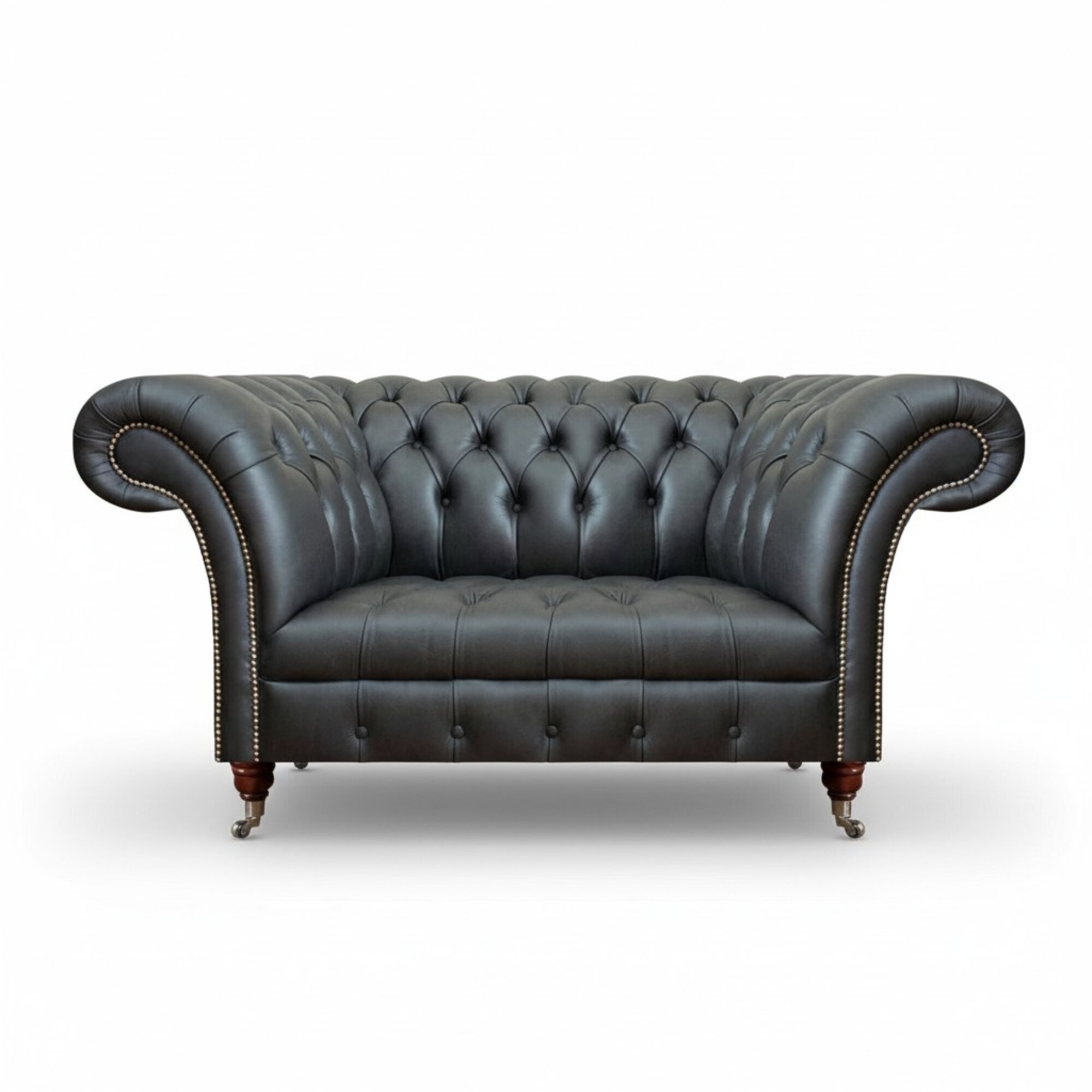 Brauner Chesterfield Einsitzer Wohnzimmer Ledersessel Polster 1-Sitzer