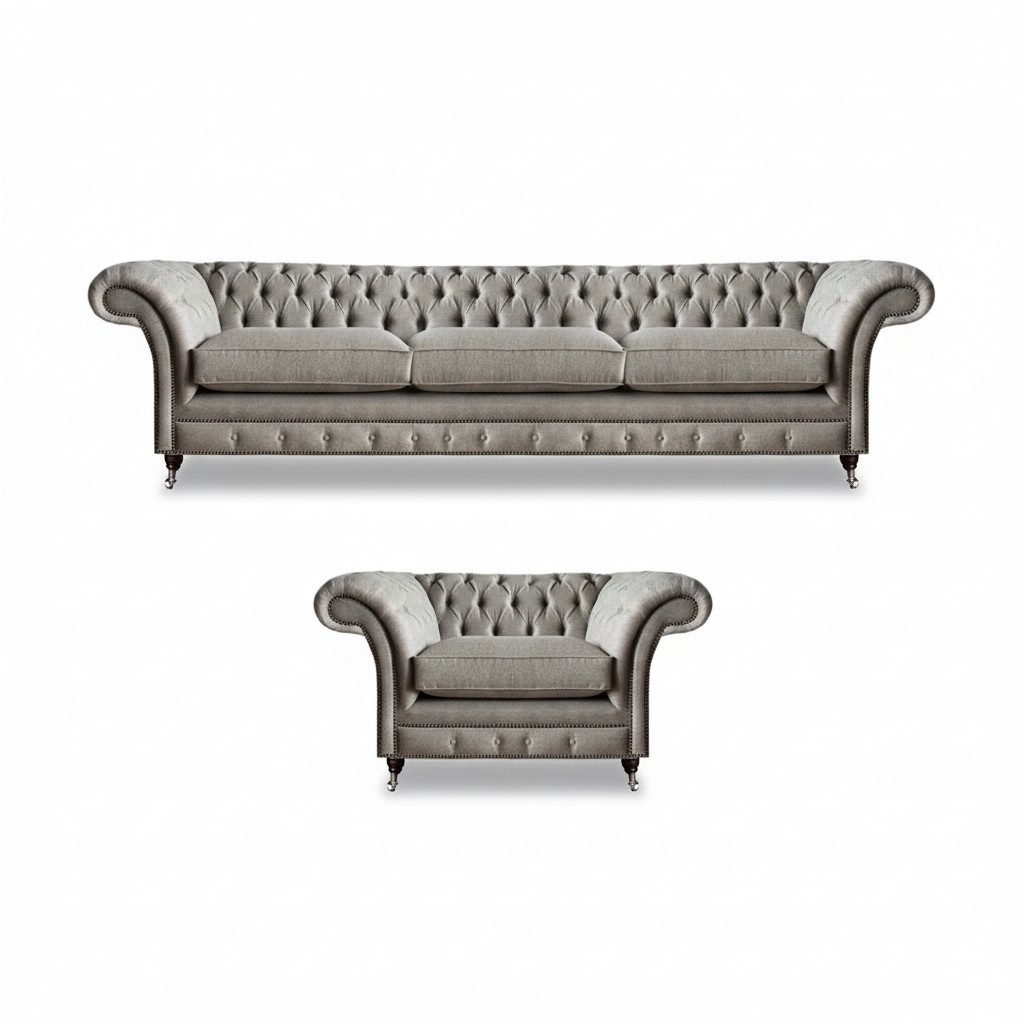 Wohnzimmer Set 2tlg Sofa Dreisitze Sitzmöbel Sessel Design Chesterfield