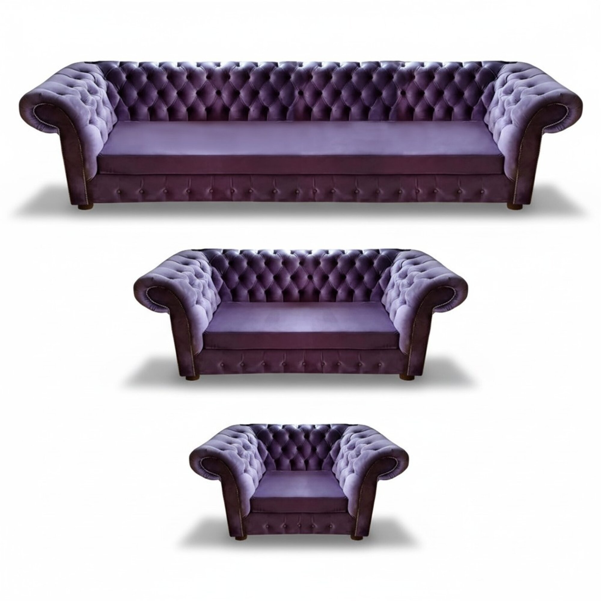 Wohnzimmer Set 3tlg Chesterfield Lila Neu Design Komplett Möbel Einrichtung