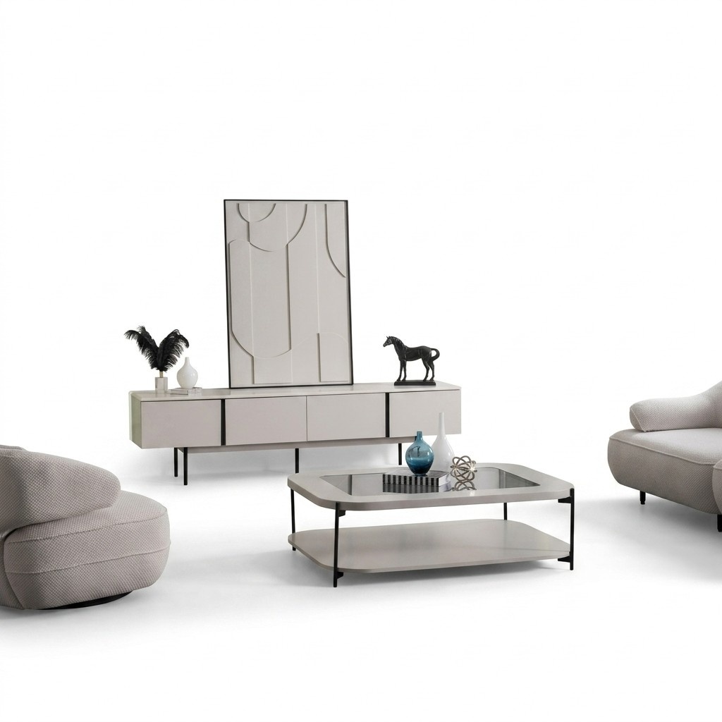 Beiges Wohnzimmer-Set aus Holz im eleganten Design | jvmoebel.de