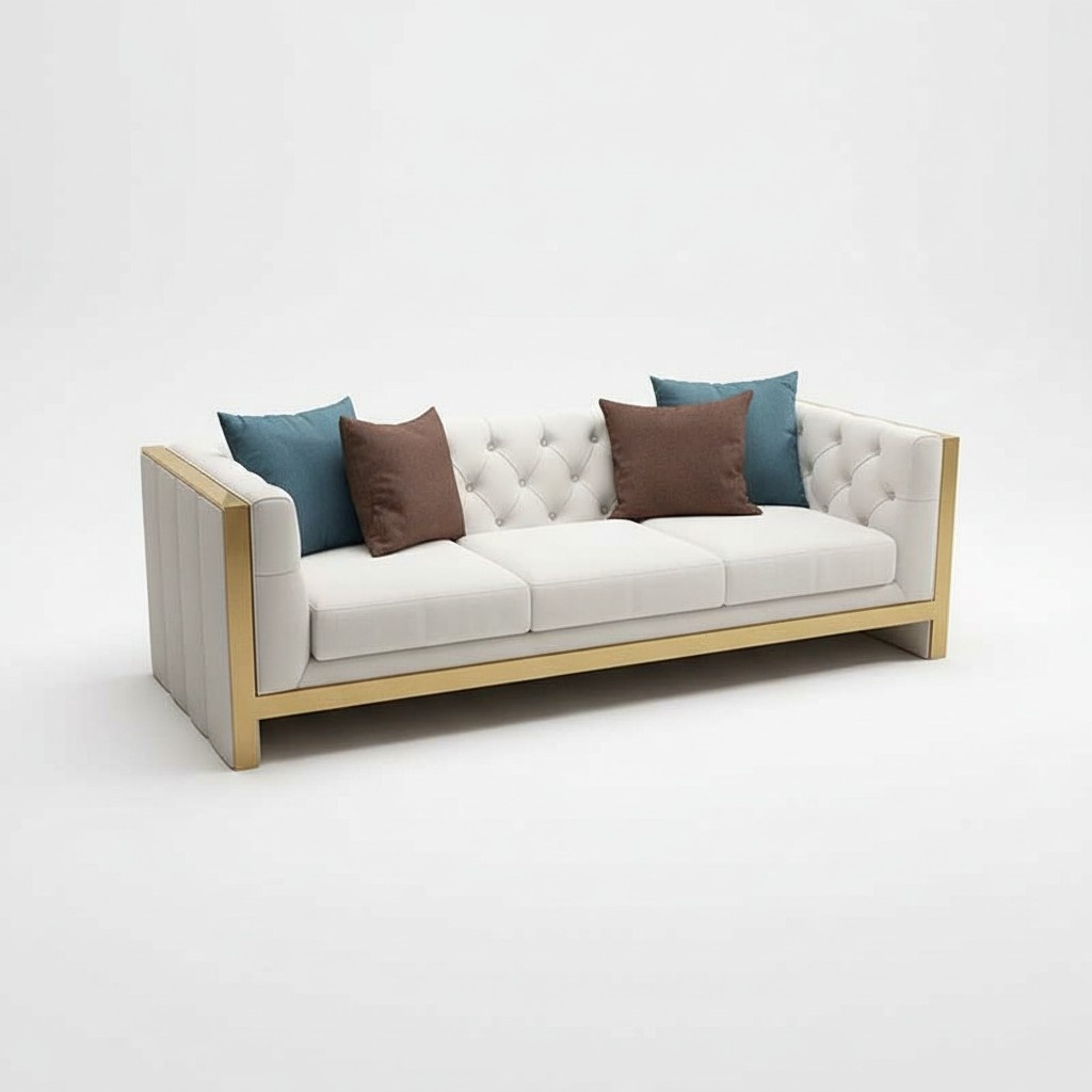 Wohnzimmer Set Sofa 3+1 Sitzer luxuriöse weiß Sofas Design leder neu