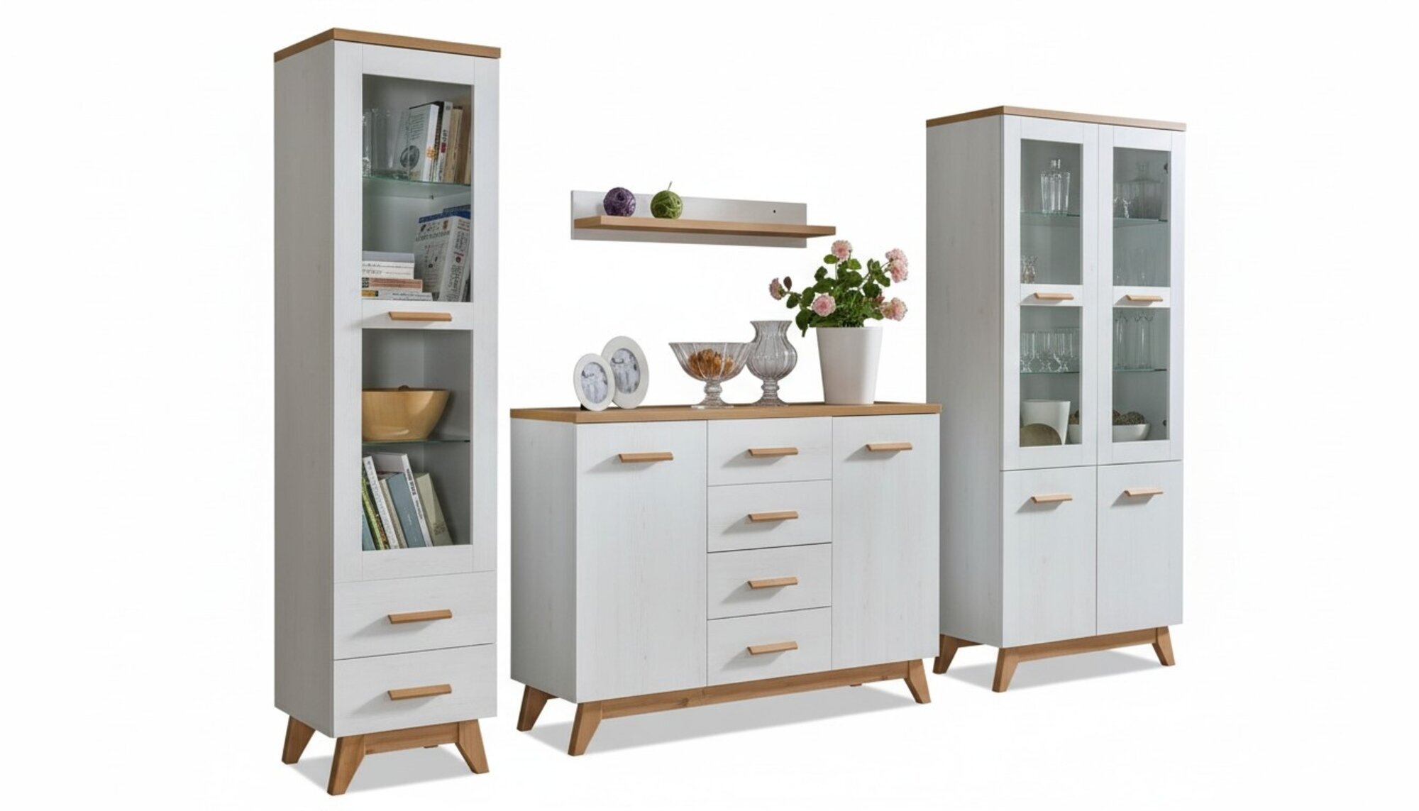 Wohnzimmer Set Vitrine Kommode Wandregal Wohnwände Kommoden