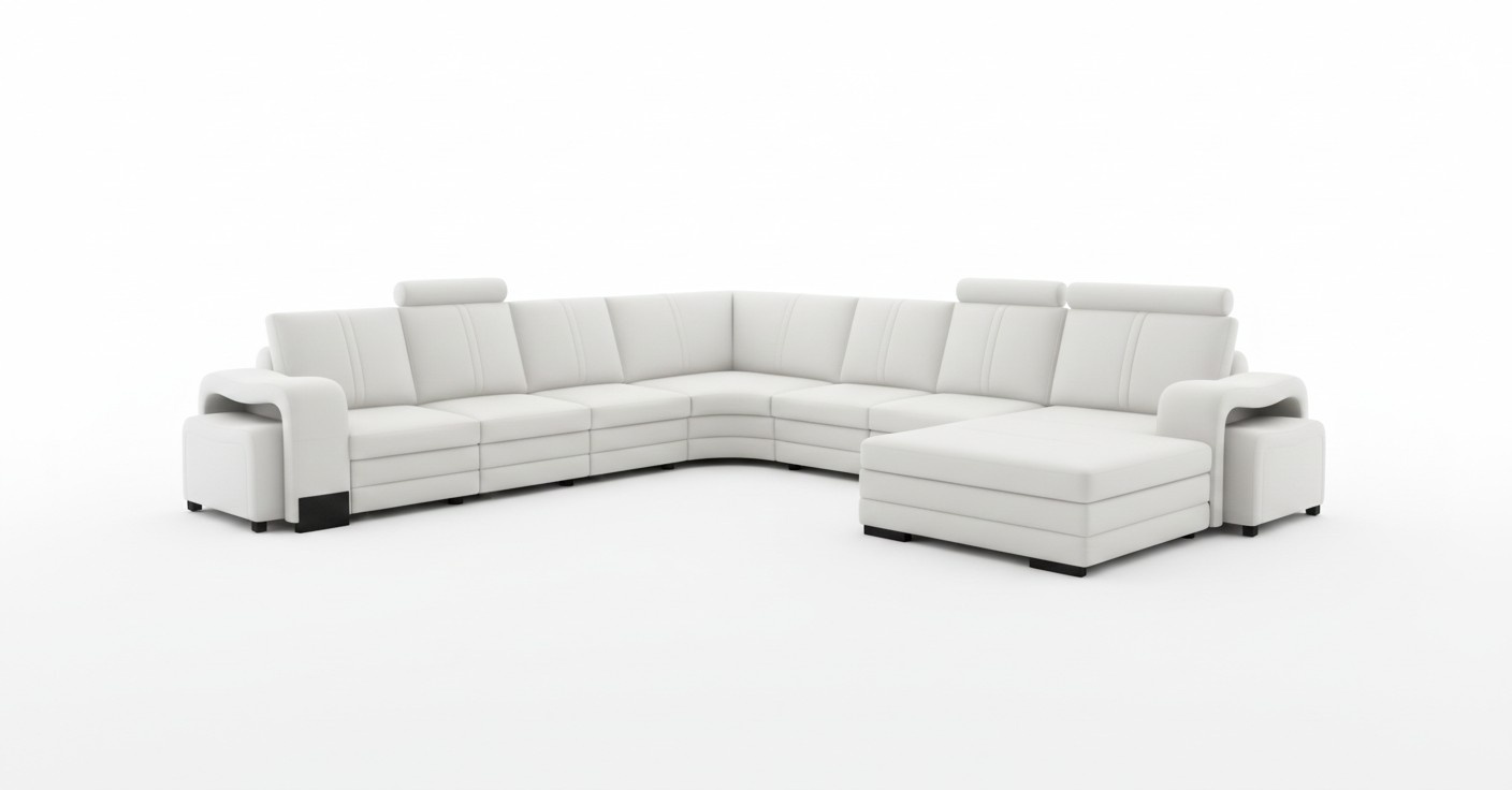 Wohnzimmer Sitz Garnitur Sofa Polster Set Wohnlandschaft Sofa + 2x Hocker